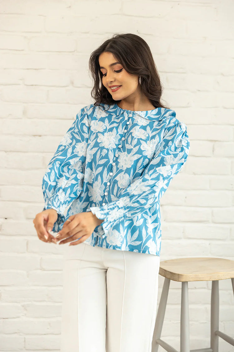 Stylish women's top from MONO//FIT, perfect for casual wear tops for women with clean lines and vibrant floral patterns