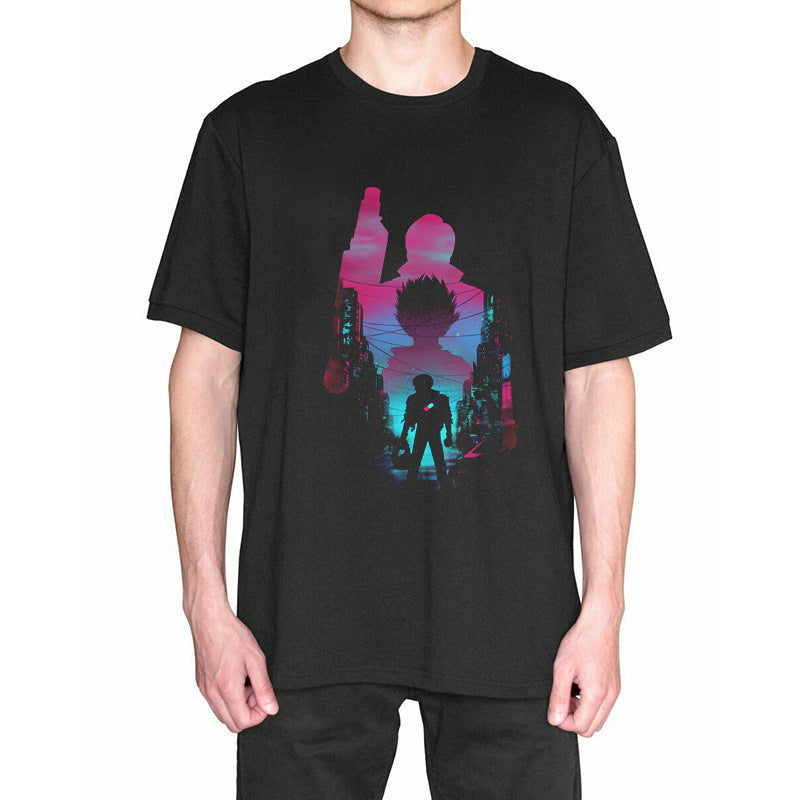 MONO//FIT Akira capsule tee men featuring a vibrant graphic design on a black background