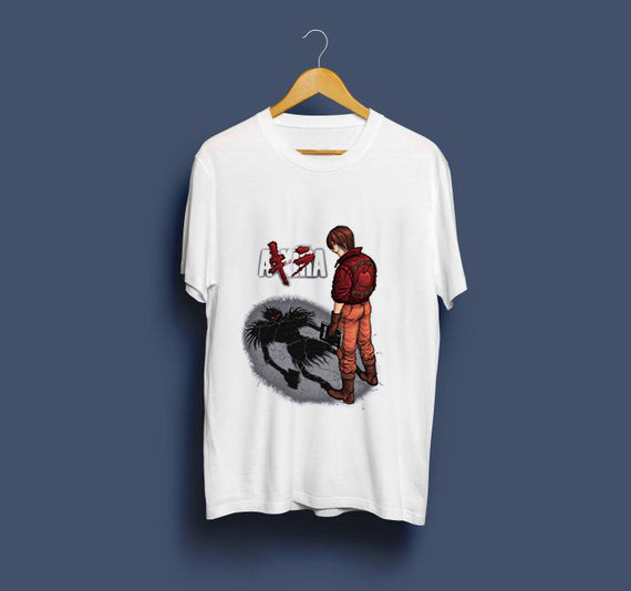 Akira capsule tee men featuring vibrant artwork on a white T-shirt for stylish anime fans