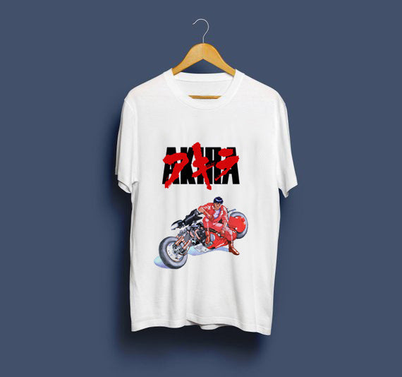 MONO//FIT Akira capsule tee men featuring iconic motorcycle graphic on a white shirt