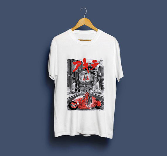 MONO//FIT Akira capsule tee men featuring a graphic design of a city and motorcycle