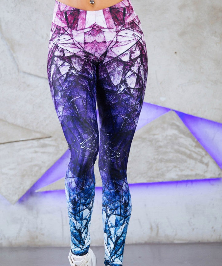 Colorful Angel Wings Yoga Pants with a unique geometric design for stylish workouts