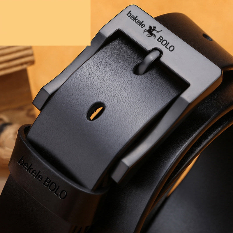 MONO//FIT men leather belt in black featuring a sleek metal buckle and durable design
