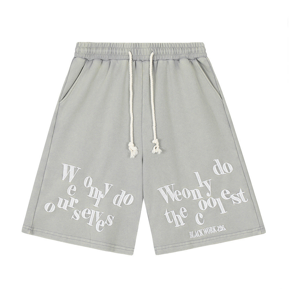MONO//FIT stylish black shorts for men with side pockets and unique text design