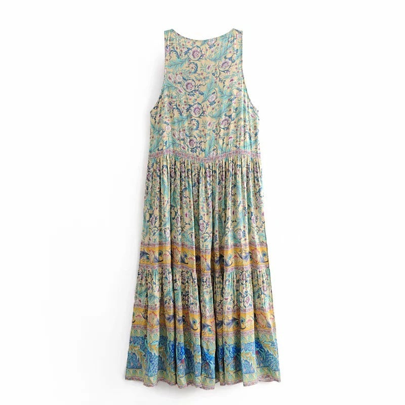 MONO//FIT Bohemian Beach Dresses in Flowing Fabric with Colorful Floral Patterns