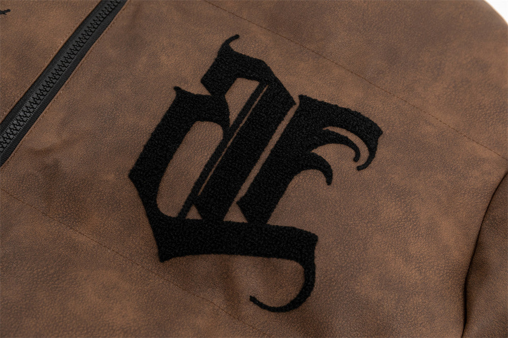 MONO//FIT cotton padded winter jacket in brown with stylish logo design on fabric
