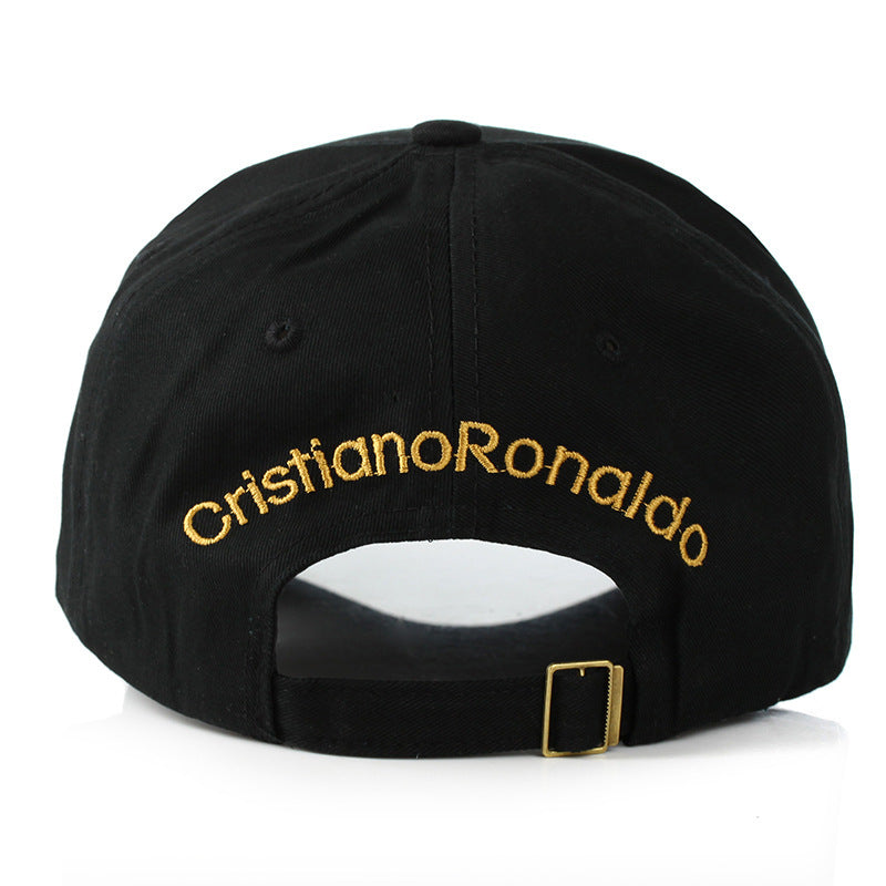 Back view of MONO//FIT CR 7 cap for big fans featuring Cristiano Ronaldo embroidery in gold