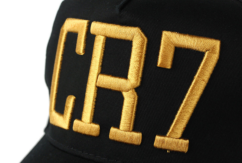 MONO//FIT CR 7 cap for big fans featuring bold golden embroidery on a black base