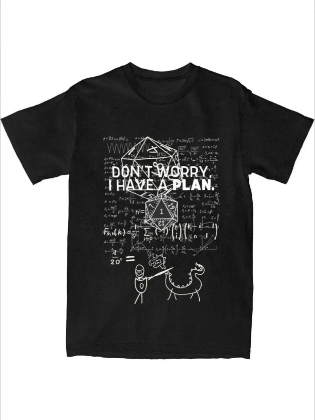 MONO//FIT Black T-Shirt featuring Dungeons and Dragons clothing design with funny math illustrations
