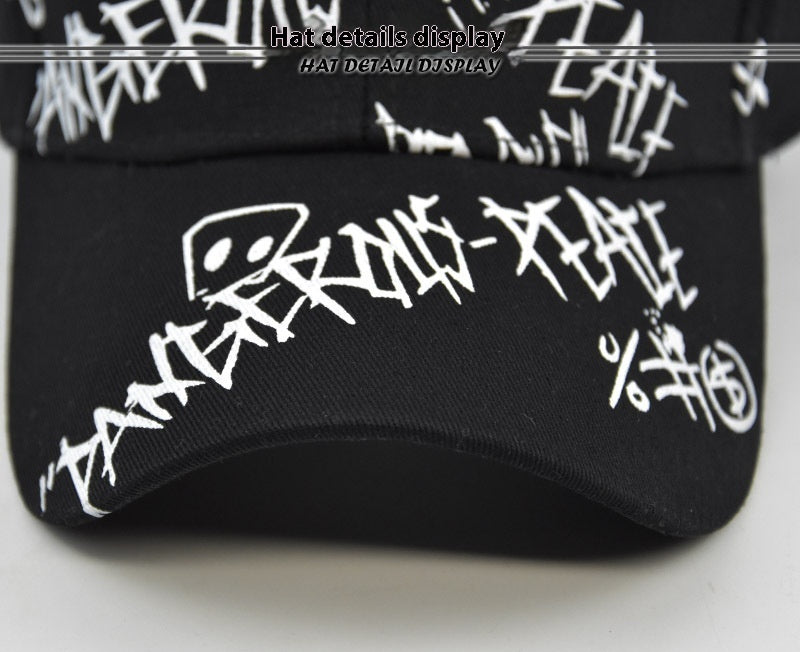 MONO//FIT graffiti men cap featuring bold white text on a black background for a stylish look