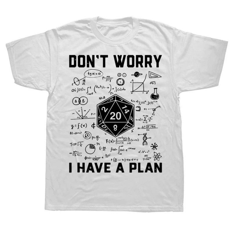 MONO//FIT Graphic RPG T-shirts featuring a humorous print with a D20 die and formulas