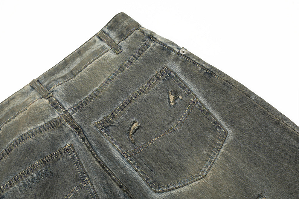 MONO//FIT Men's Jeans in faded gray with distressed details, ideal for heavy industry streetwear