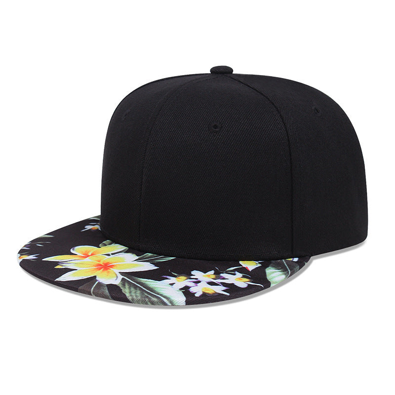 MONO//FIT Men's hip hop cap in black with a vibrant floral brim for a trendy urban look
