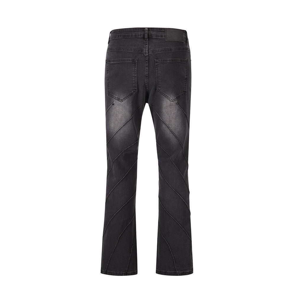 MONO//FIT men's topstitching jeans in black with a stylish back design and fitted silhouette