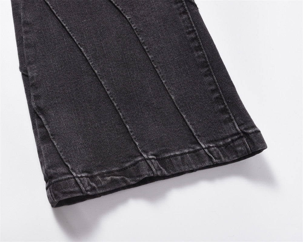 MONO//FIT Men's Topstitching Jeans in Black with Detailed Hem and Stylish Design