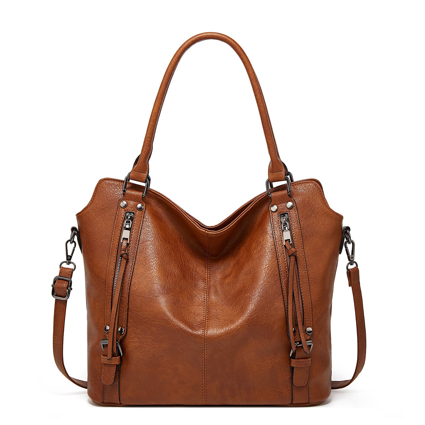 MONO//FIT large capacity handbag for women in brown leather with adjustable straps and stylish design