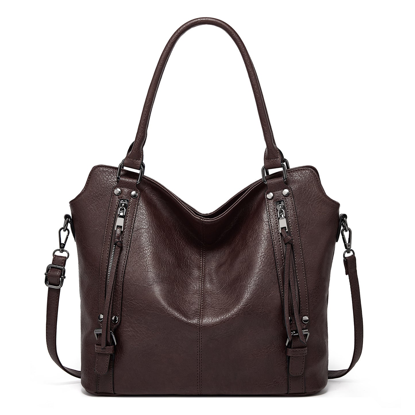 MONO//FIT large capacity handbag for women in brown faux leather with adjustable straps