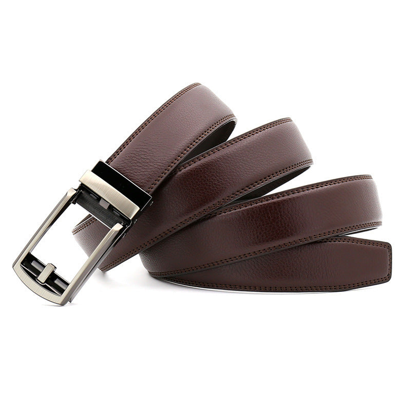 Brown MONO//FIT leather belt for men with a sleek silver buckle for a stylish look