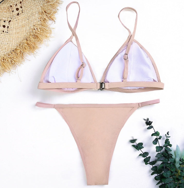 MONO//FIT luxury bling bikini set in light pink with adjustable straps and minimal coverage