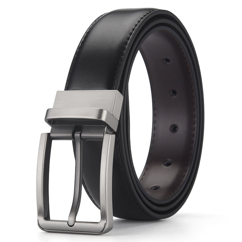 MONO//FIT men's leather business belt in black with a sleek silver buckle for a professional look