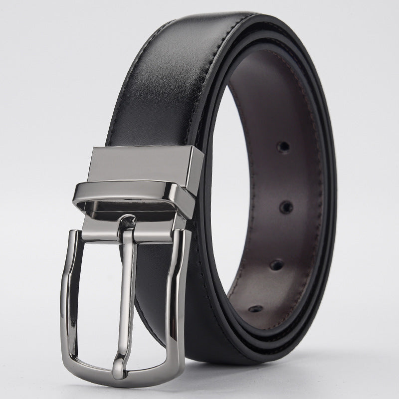MONO//FIT men's leather business belt in black with a sleek silver buckle and classic design