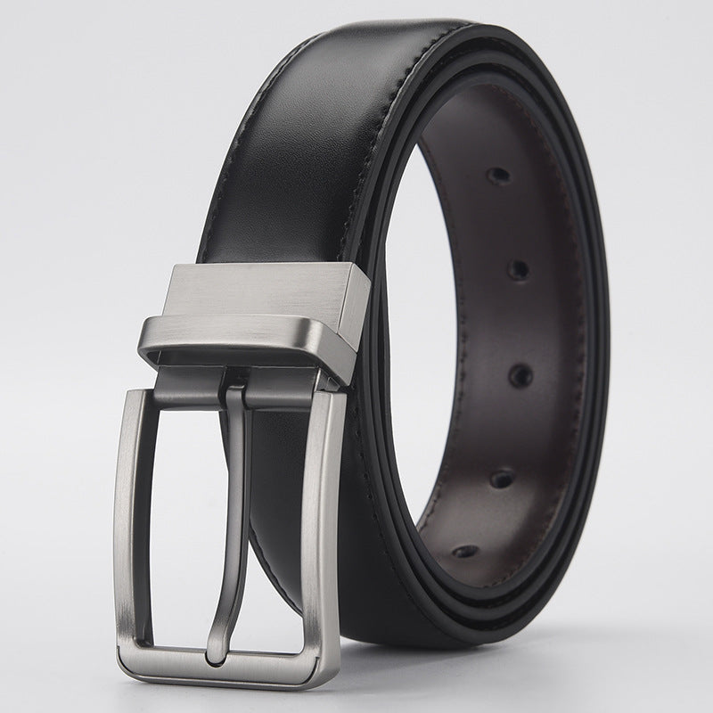 MONO//FIT men's leather business belt in black with a sleek metal buckle and smooth finish