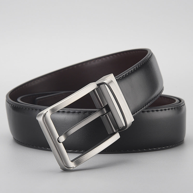 MONO//FIT men's leather business belt in sleek black with a polished silver buckle