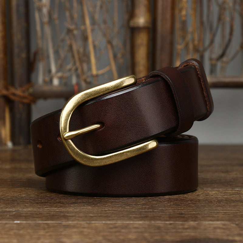 MONO//FIT retro copper buckle belt men in dark brown leather for a stylish and durable accessory.