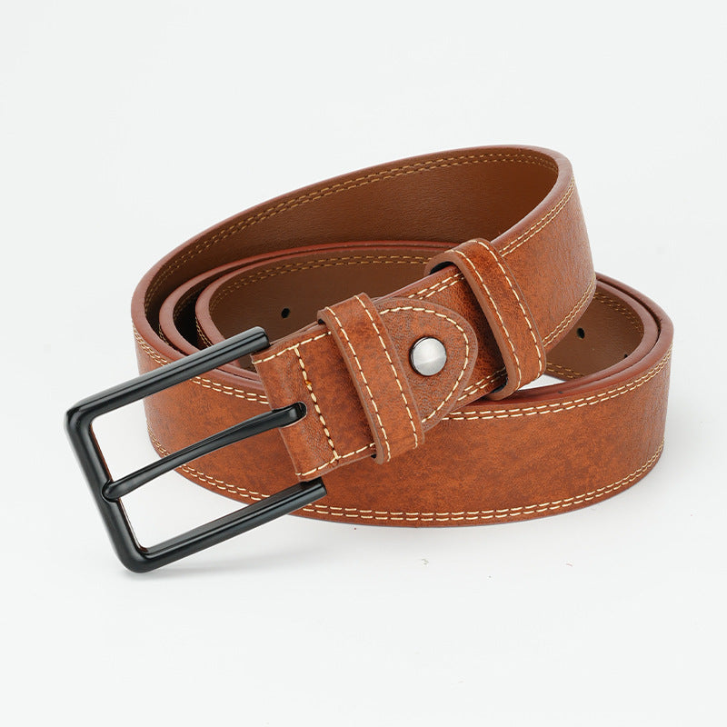 MONO//FIT Retro style leather belt in brown with a classic buckle for versatile fashion