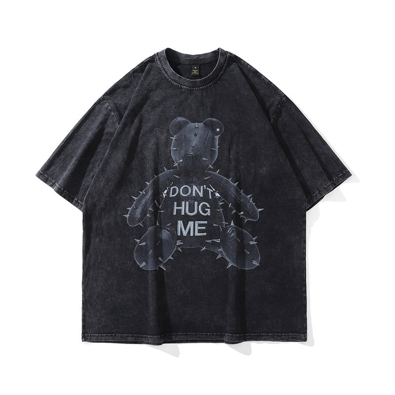 MONO//FIT streetwear bear graphic tee featuring a unique bear design with 'Don't Hug Me' text