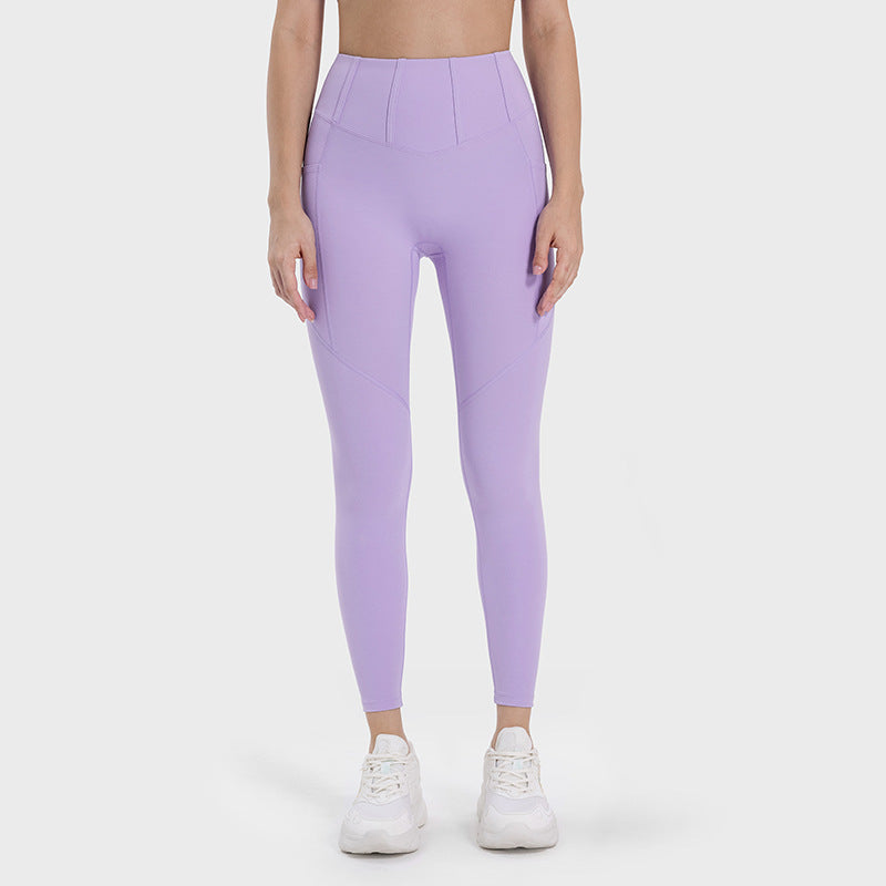 Purple women's fitness tights with high waist for comfortable workouts and active lifestyle