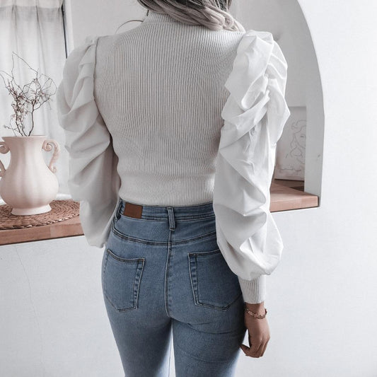 MONO//FIT Women's Puff Sleeve Blouse in White