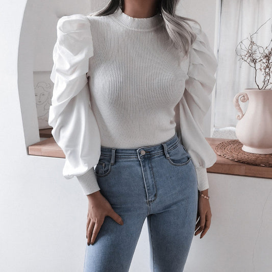 MONO//FIT Women's Puff Sleeve Blouse in White