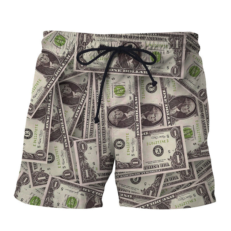 MONO//FIT 3D graphic swim shorts men featuring a money print design for stylish summer wear