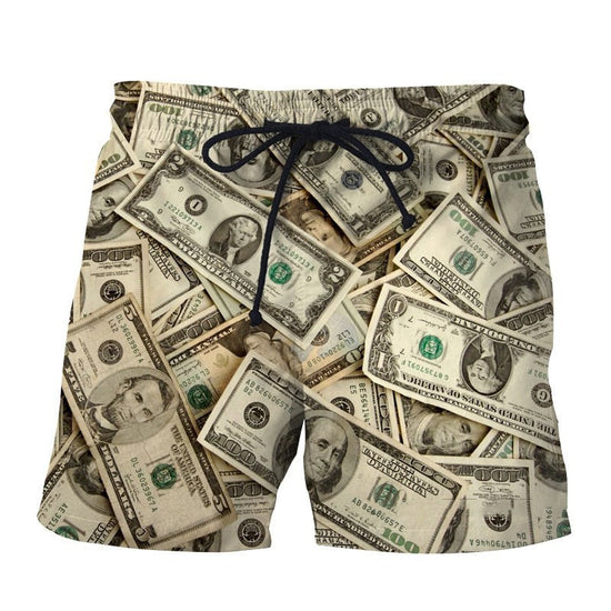 MONO//FIT 3D graphic swim shorts men with money print design for stylish summer wear