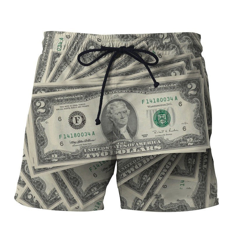 MONO//FIT 3D graphic swim shorts men featuring a unique money print design