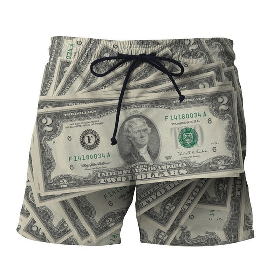 MONO//FIT 3D graphic swim shorts men featuring a unique money print design