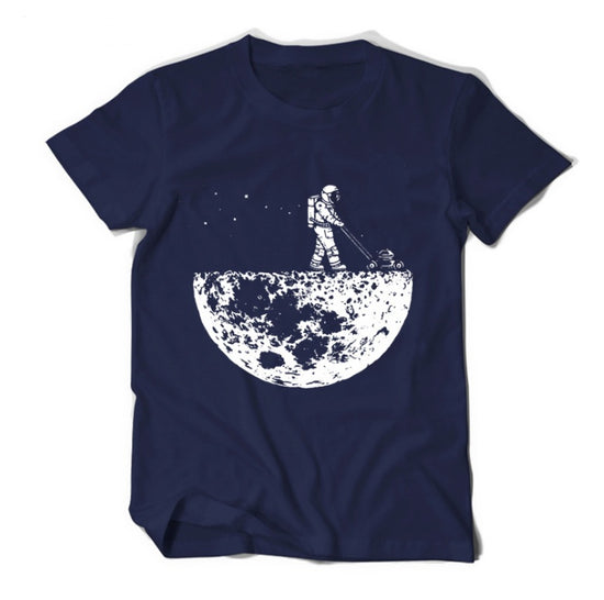 Navy MONO//FIT astronaut graphic tees featuring an astronaut on the moon design