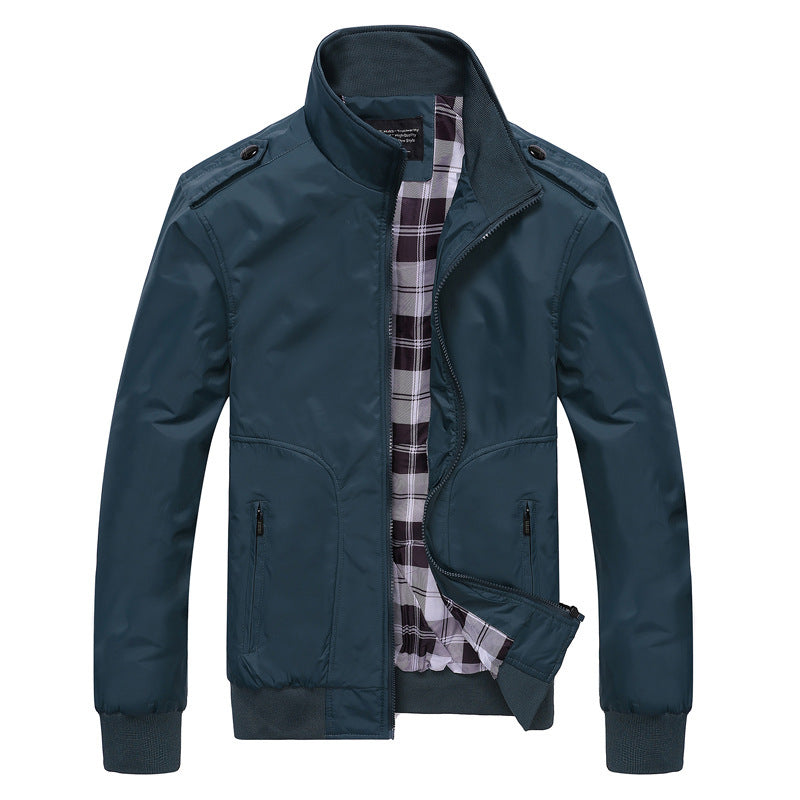 MONO//FIT Autumn men's fashion jackets in navy with a stylish interior plaid design