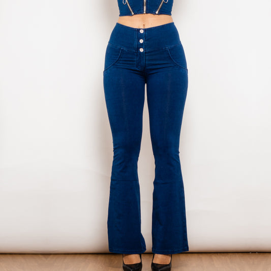 MONO//FIT bum lift jeggings dark blue with a high waist and flared leg design for a flattering fit