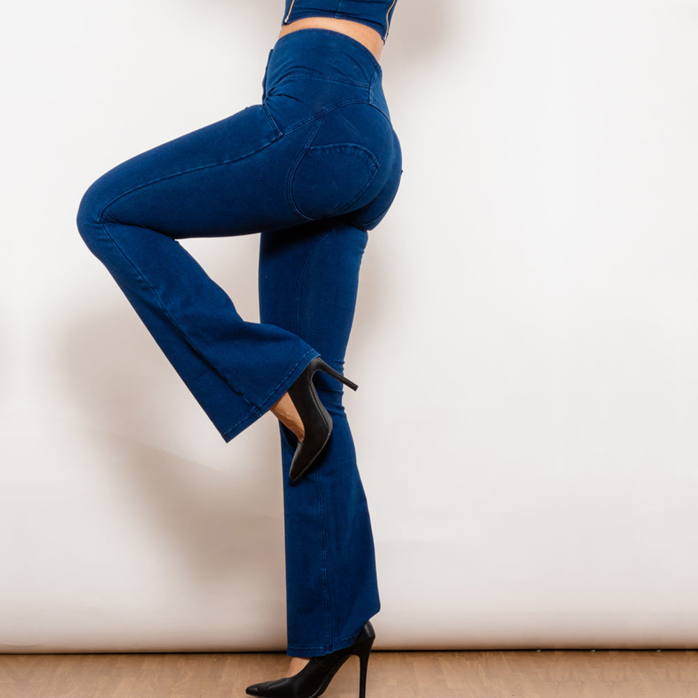 MONO//FIT bum lift jeggings dark blue, offering a flattering fit with stylish flared legs