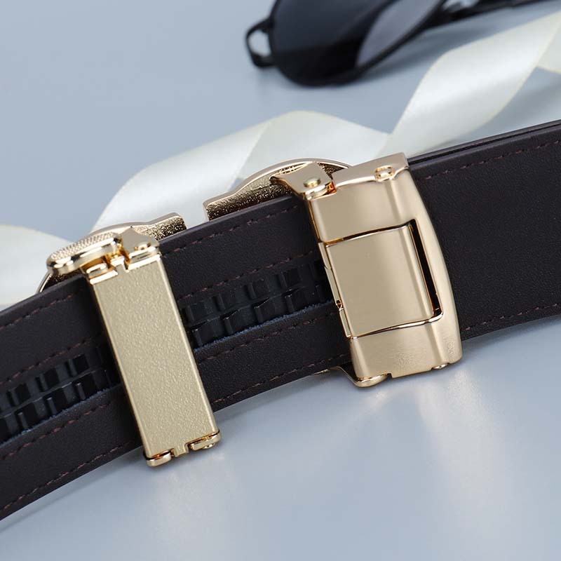 MONO//FIT business leather belt for men's with a stylish gold buckle and elegant design