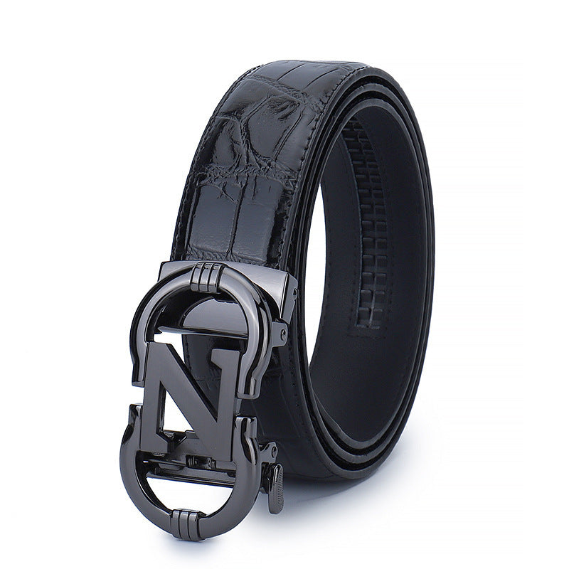 MONO//FIT business leather belt for men's with a stylish black buckle and embossed texture