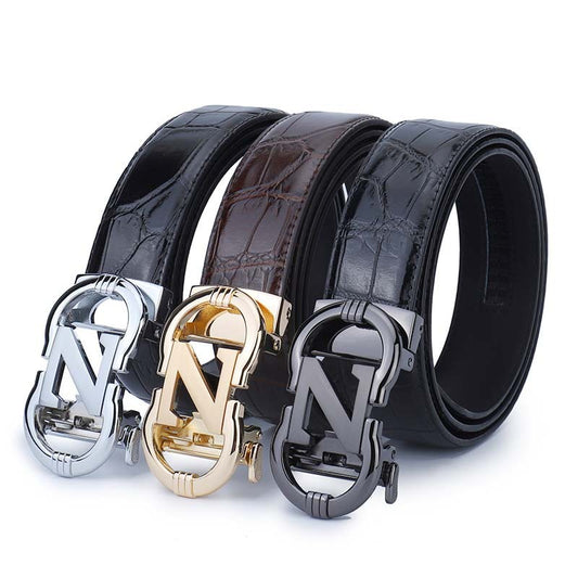 MONO//FIT business leather belt for men's in black, brown, and silver with stylish buckles