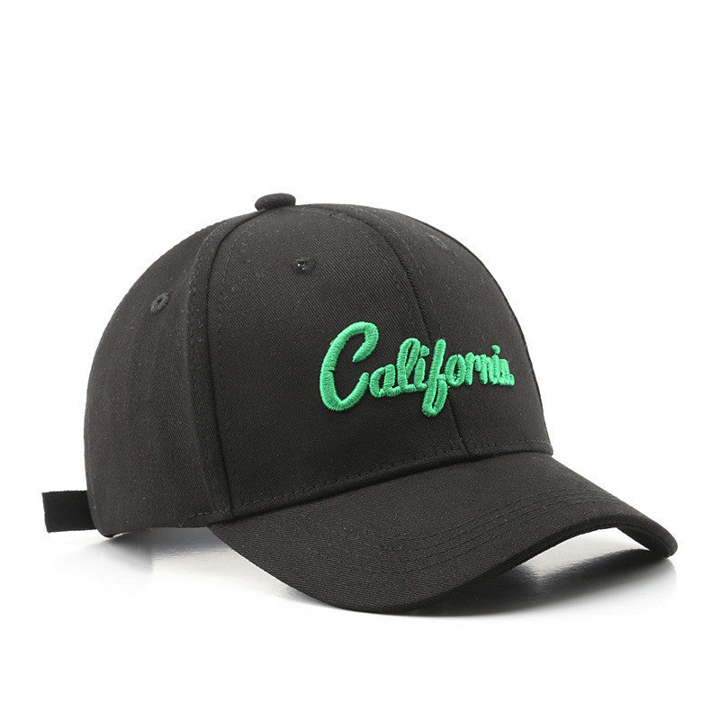 MONO//FIT California cap for men in black with green embroidered text for stylish casual wear