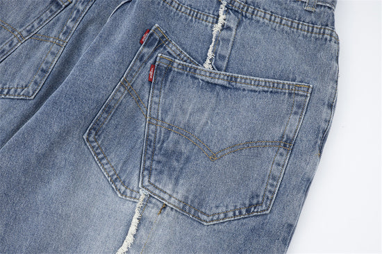 MONO//FIT casual embroidered denim men jeans featuring a relaxed fit and distressed details