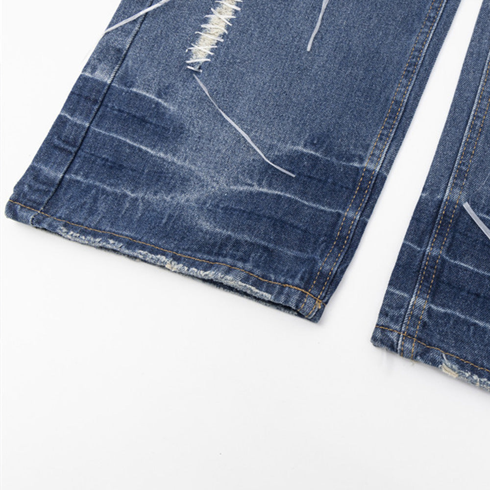MONO//FIT casual embroidered denim men with stylish distressed detailing and modern fit