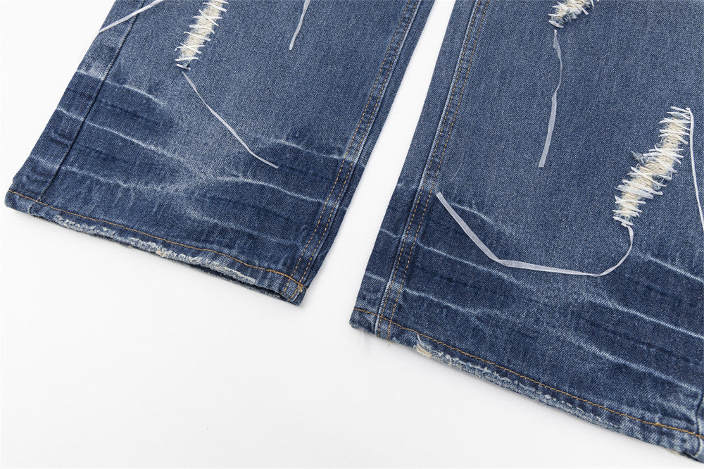 MONO//FIT casual embroidered denim men with distressed details for a stylish look