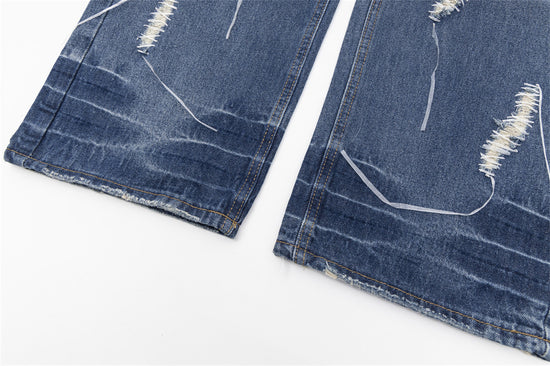 MONO//FIT casual embroidered denim men with distressed details for a stylish look