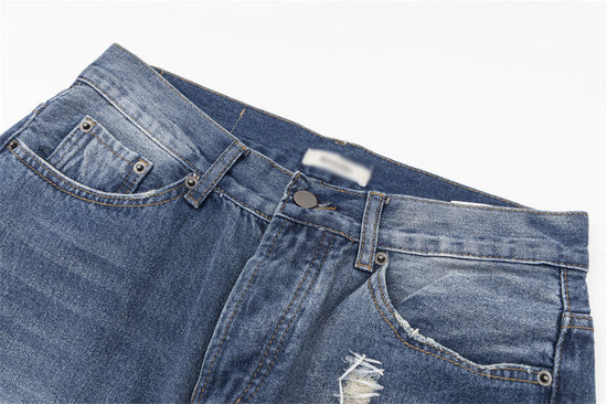 MONO//FIT casual embroidered denim men with a distressed design for a trendy look